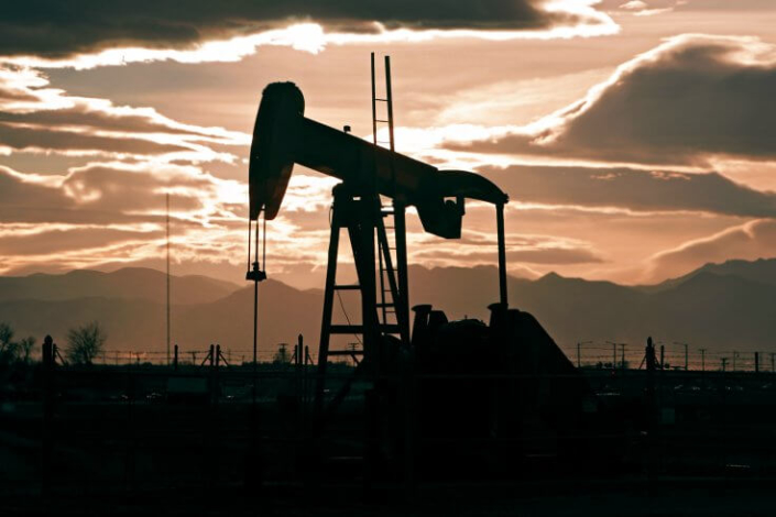 An oil rig silhouette