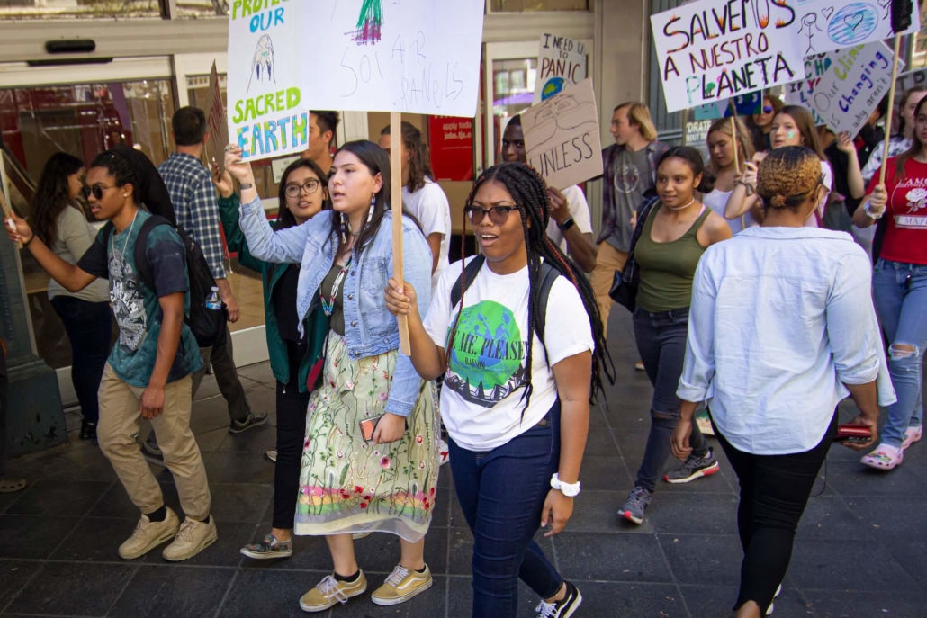 Young activists strike in the youth climate march