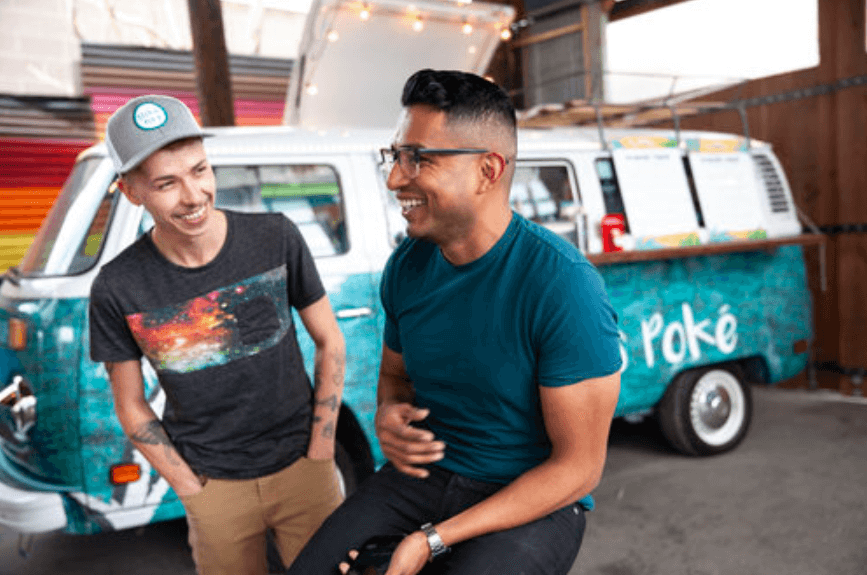 Alejandro Flores Munoz and Will Cook with Stokes Poke truck
