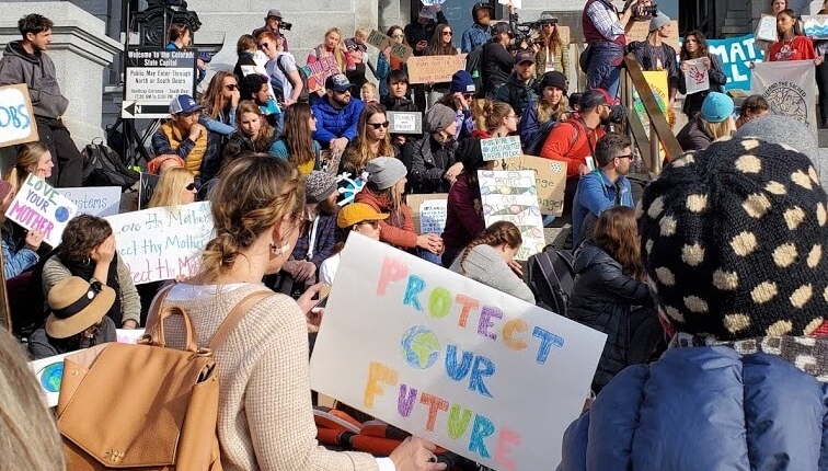 Climate activists gather at the Colorado State Capitol