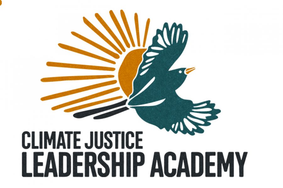 Graphic with logo and text for Climate Justice Leadership Academy